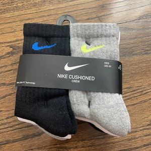 Nike Crew socks (grey, white, and black) (pack of 6)